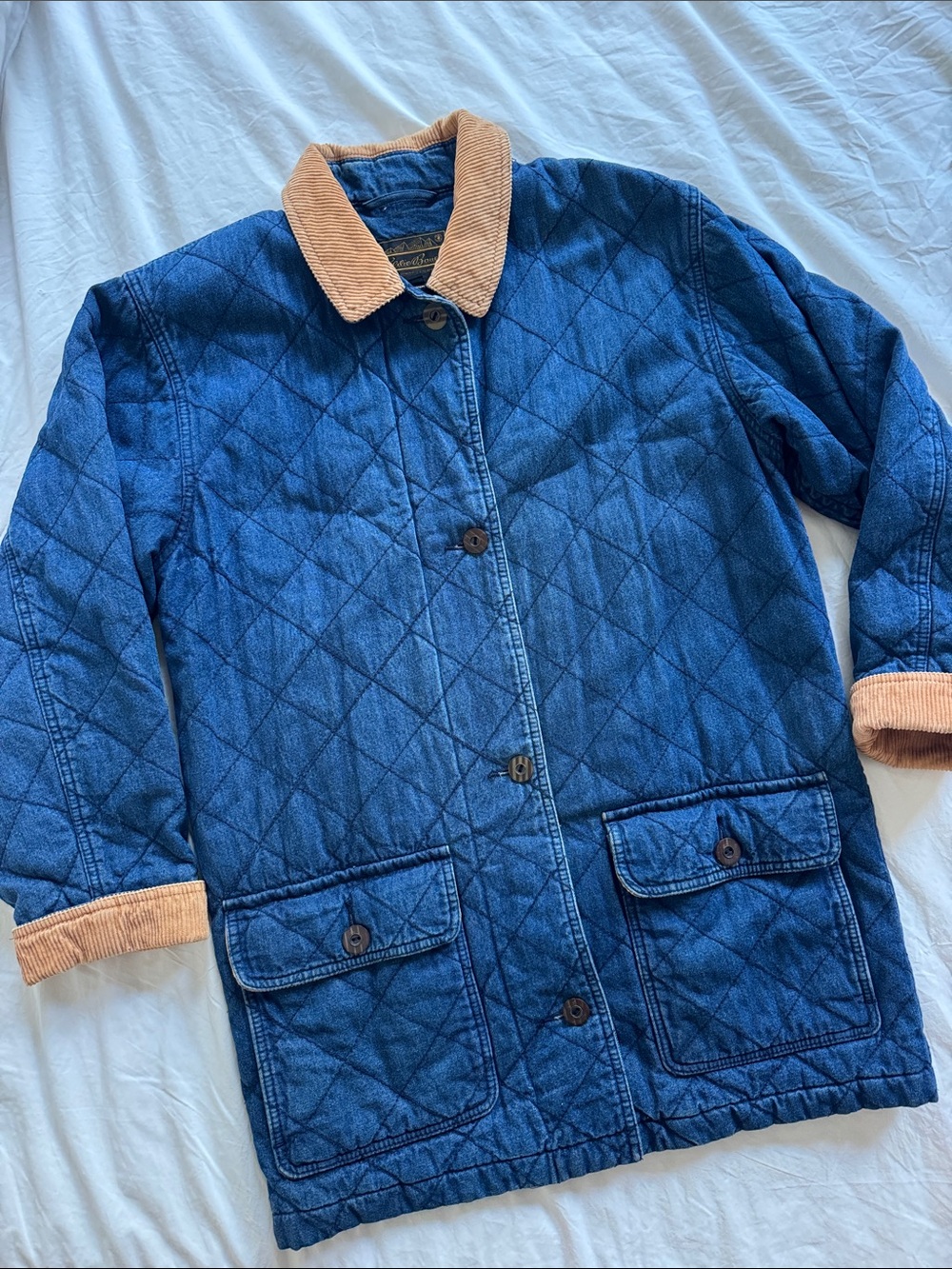 Vintage 100% Cotton Chore Jacket in Quilted Denim from Eddie Bauer, size S - Picture 3 of 7